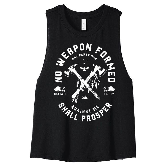 Vintage No Weapon Formed Against Me Shall Prosper Christian Women's Racerback Cropped Tank