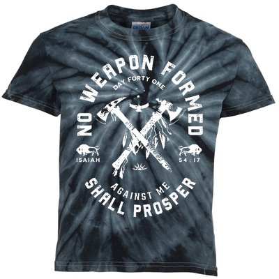 Vintage No Weapon Formed Against Me Shall Prosper Christian Kids Tie-Dye T-Shirt