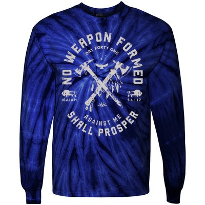 Vintage No Weapon Formed Against Me Shall Prosper Christian Tie-Dye Long Sleeve Shirt