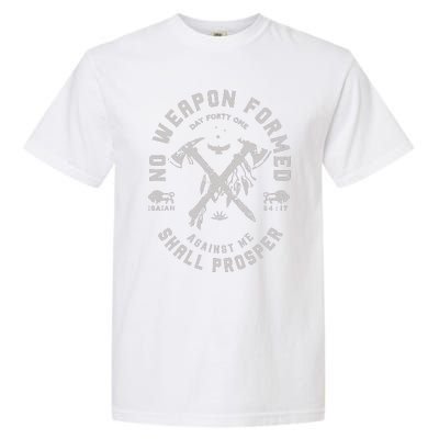 Vintage No Weapon Formed Against Me Shall Prosper Christian Garment-Dyed Heavyweight T-Shirt