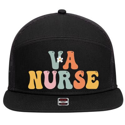 VA Nurse Week Groovy Appreciation Day For Work 7 Panel Mesh Trucker Snapback Hat