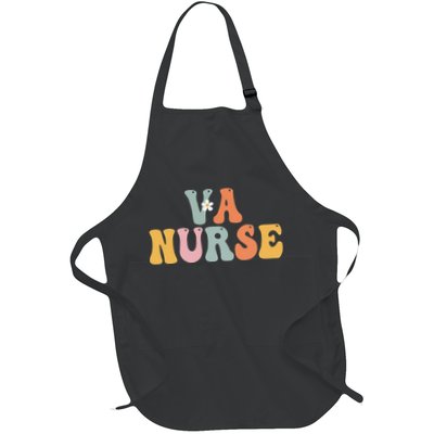 VA Nurse Week Groovy Appreciation Day For Work Full-Length Apron With Pockets