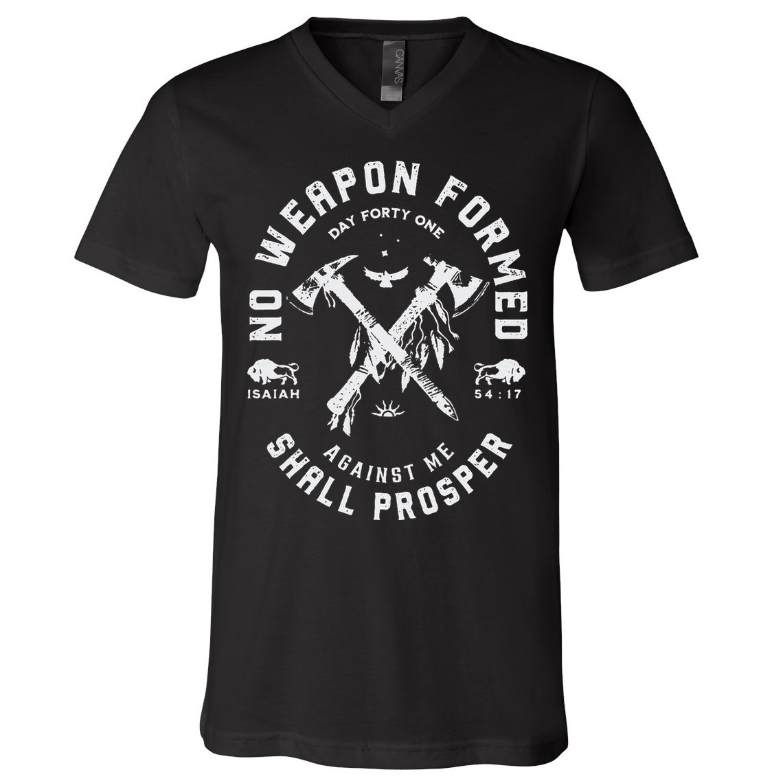 Vintage No Weapon Formed Against Me Shall Prosper Christian V-Neck T-Shirt