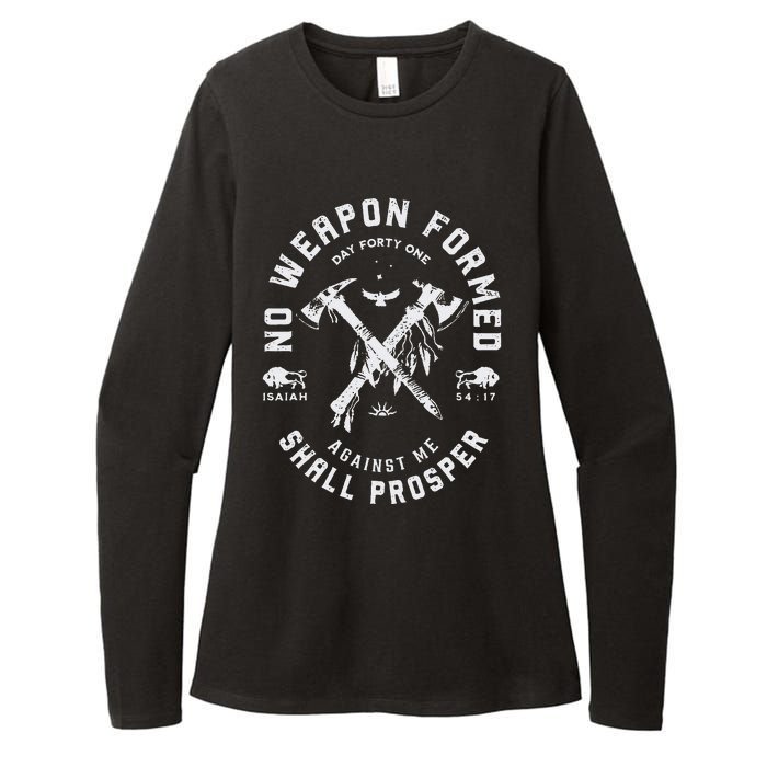 Vintage No Weapon Formed Against Me Shall Prosper Christian Womens CVC Long Sleeve Shirt