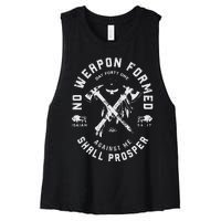 Vintage No Weapon Formed Against Me Shall Prosper Christian Women's Racerback Cropped Tank