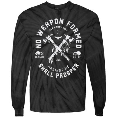 Vintage No Weapon Formed Against Me Shall Prosper Christian Tie-Dye Long Sleeve Shirt