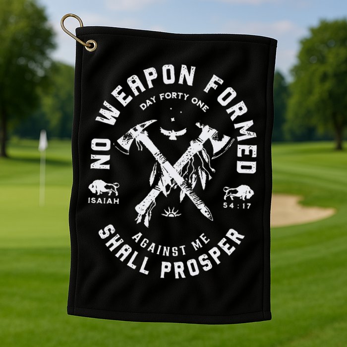 Vintage No Weapon Formed Against Me Shall Prosper Christian Golf Towel