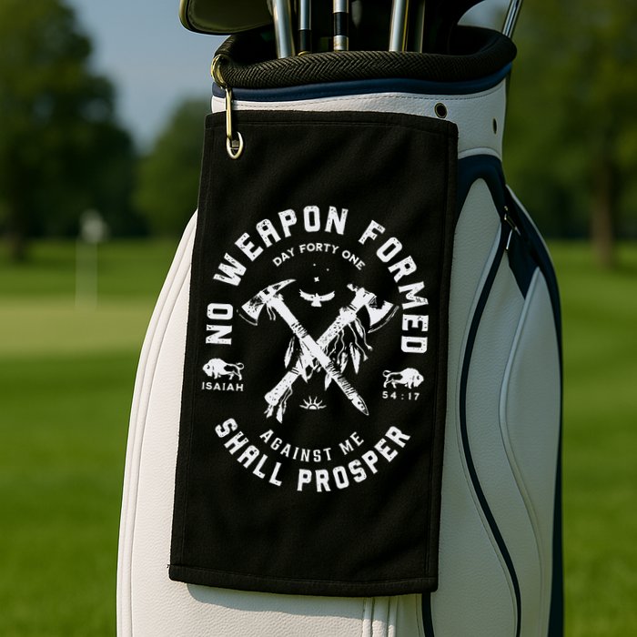 Vintage No Weapon Formed Against Me Shall Prosper Christian Golf Towel