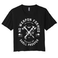 Vintage No Weapon Formed Against Me Shall Prosper Christian Women's Crop Top Tee