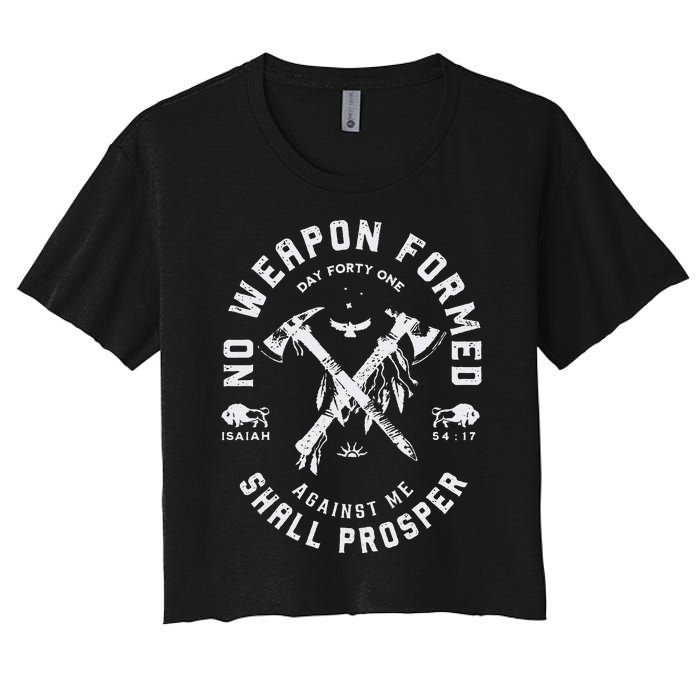 Vintage No Weapon Formed Against Me Shall Prosper Christian Women's Crop Top Tee