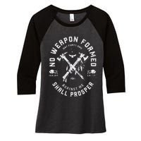 Vintage No Weapon Formed Against Me Shall Prosper Christian Women's Tri-Blend 3/4-Sleeve Raglan Shirt