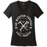 Vintage No Weapon Formed Against Me Shall Prosper Christian Women's V-Neck T-Shirt