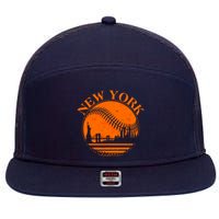 Vintage New York City Skyline Baseball 7 Panel Mesh Trucker Snapback Hat