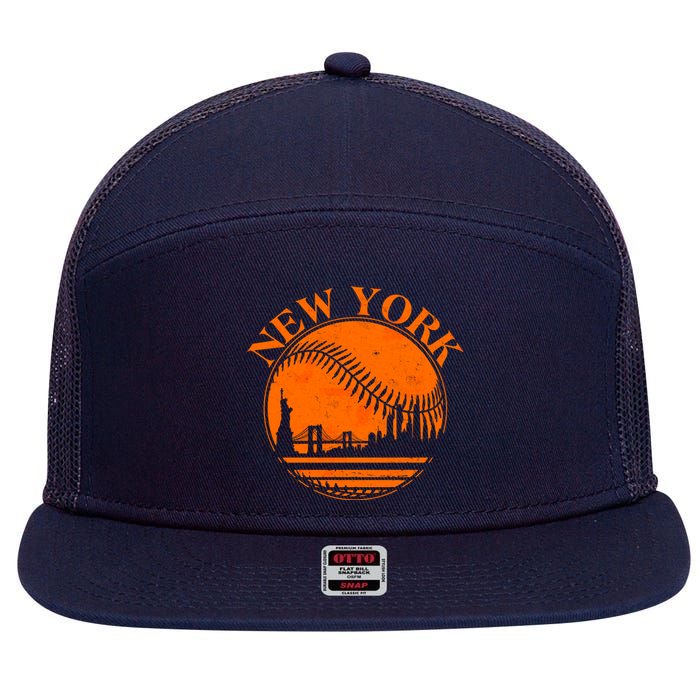 Vintage New York City Skyline Baseball 7 Panel Mesh Trucker Snapback Hat