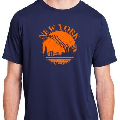 Vintage New York City Skyline Baseball Adult ChromaSoft Performance T-Shirt