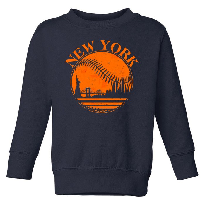 Vintage New York City Skyline Baseball Toddler Sweatshirt