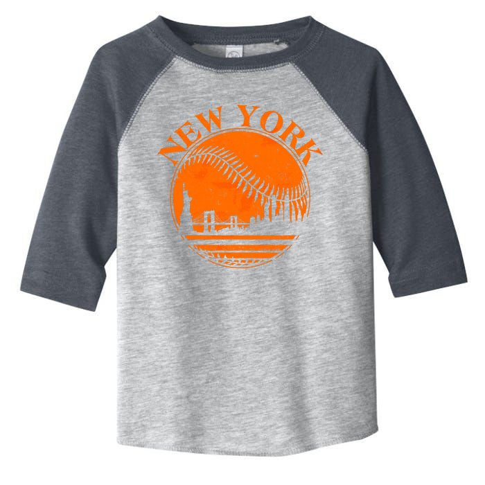 Vintage New York City Skyline Baseball Toddler Fine Jersey T-Shirt