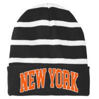 Vintage New York Striped Beanie with Solid Band