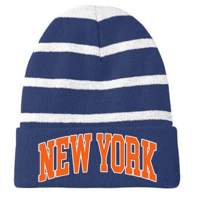 Vintage New York Striped Beanie with Solid Band