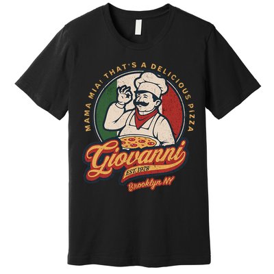 Vintage New York Pizza Retro 70s Giovanni Brooklyn Ny Premium T-Shirt