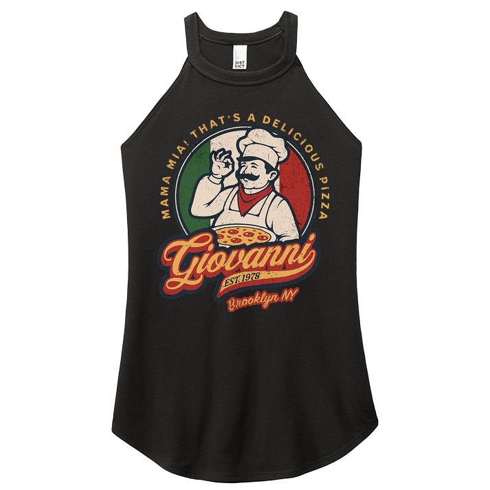 Vintage New York Pizza Retro 70s Giovanni Brooklyn Ny Women's Perfect Tri Rocker Tank