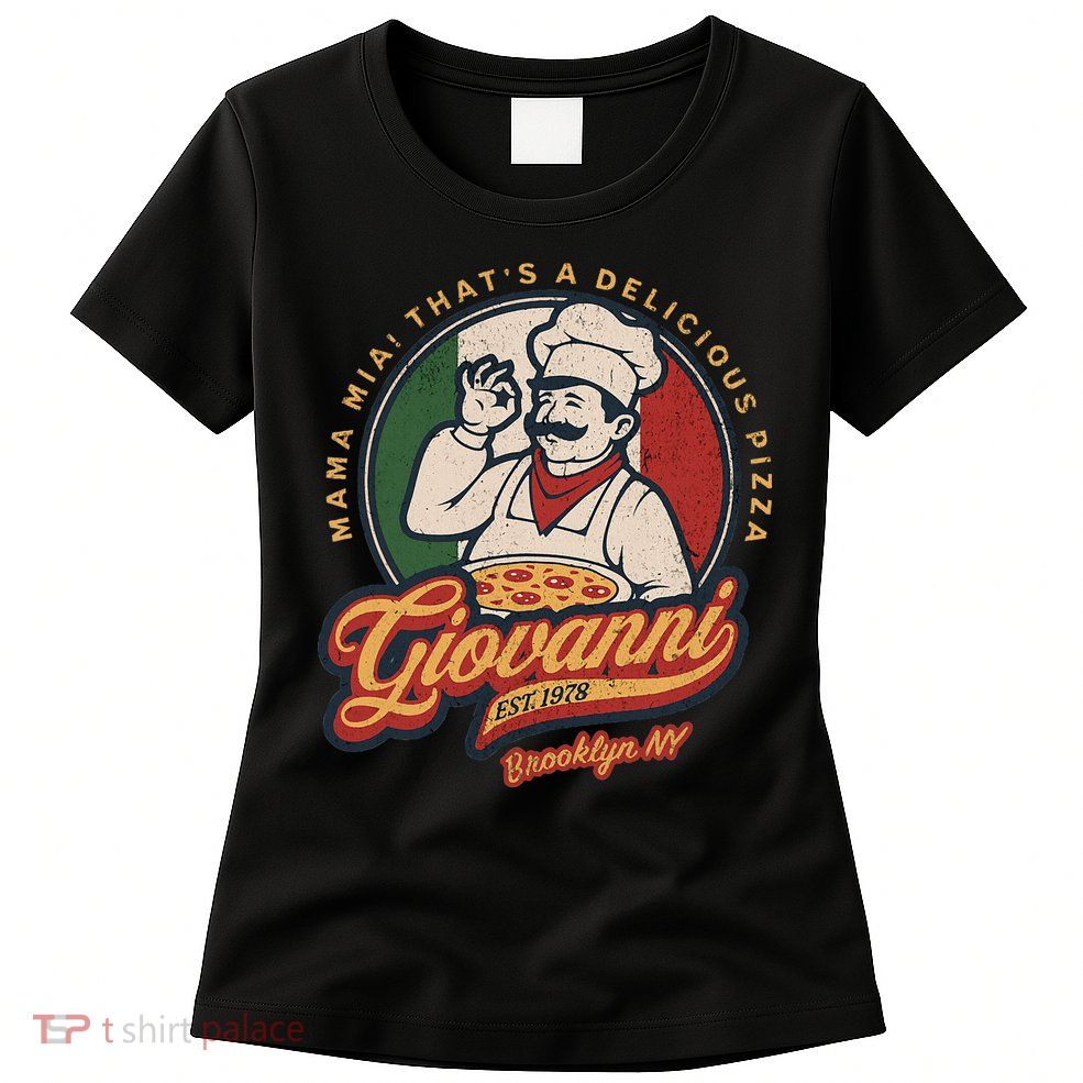 Vintage New York Pizza Retro 70s Giovanni Brooklyn Ny Womens T-Shirt