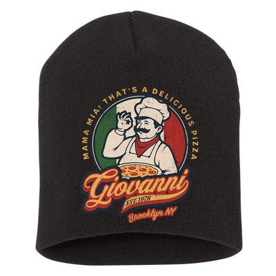 Vintage New York Pizza Retro 70s Giovanni Brooklyn Ny Short Acrylic Beanie