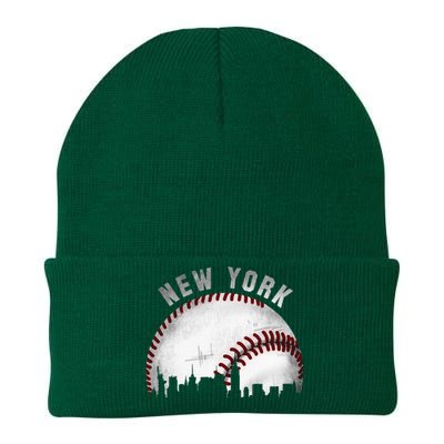 Vintage New York Skyline City Baseball Knit Cap Winter Beanie