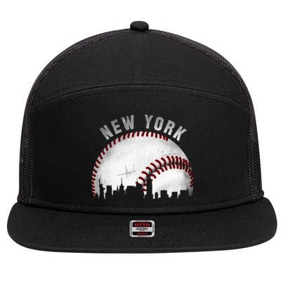 Vintage New York Skyline City Baseball 7 Panel Mesh Trucker Snapback Hat