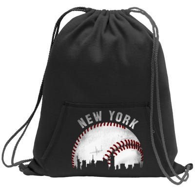 Vintage New York Skyline City Baseball Sweatshirt Cinch Pack Bag