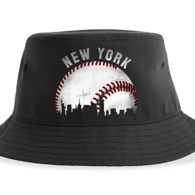 Vintage New York Skyline City Baseball Sustainable Bucket Hat