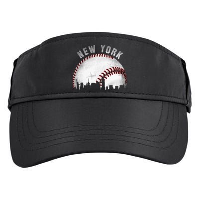 Vintage New York Skyline City Baseball Adult Drive Performance Visor