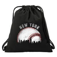 Vintage New York Skyline City Baseball Drawstring Bag