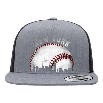 Vintage New York Skyline City Baseball Flat Bill Trucker Hat