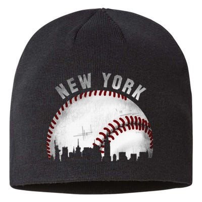 Vintage New York Skyline City Baseball Sustainable Beanie