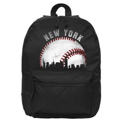 Vintage New York Skyline City Baseball 16 in Basic Backpack