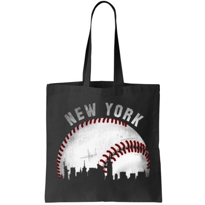 Vintage New York Skyline City Baseball Tote Bag