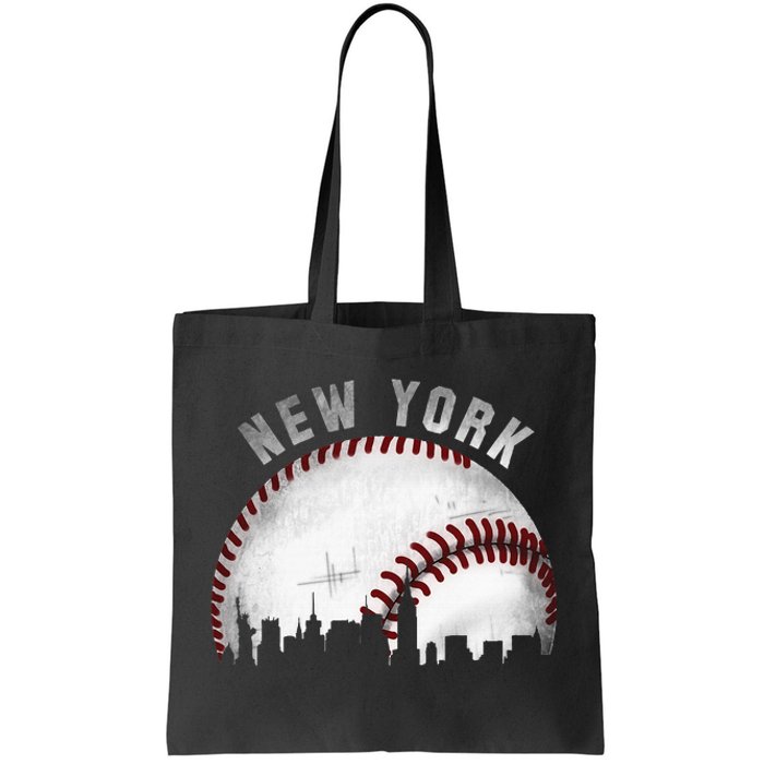 Vintage New York Skyline City Baseball Tote Bag