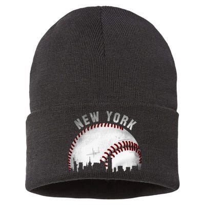 Vintage New York Skyline City Baseball Sustainable Knit Beanie