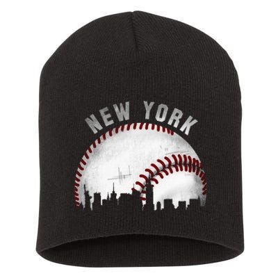 Vintage New York Skyline City Baseball Short Acrylic Beanie