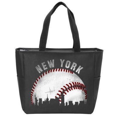 Vintage New York Skyline City Baseball Zip Tote Bag