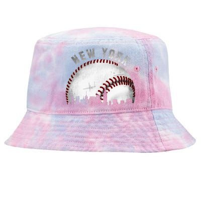 Vintage New York Skyline City Baseball Tie-Dyed Bucket Hat