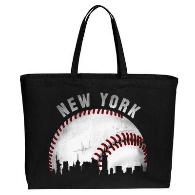 Vintage New York Skyline City Baseball Cotton Canvas Jumbo Tote