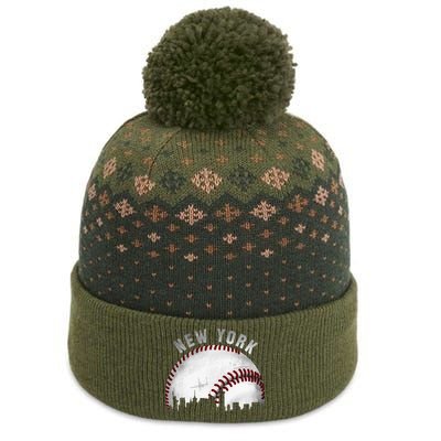 Vintage New York Skyline City Baseball The Baniff Cuffed Pom Beanie