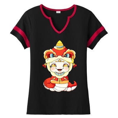 Vietnamese New Year Decorations Tet 2025 Year Of The Snake Ladies Halftime Notch Neck Tee