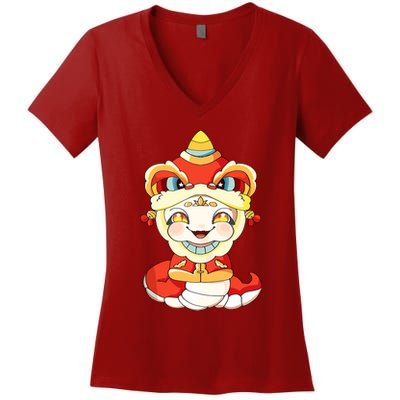 Vietnamese New Year Decorations Tet 2025 Year Of The Snake Women's V-Neck T-Shirt