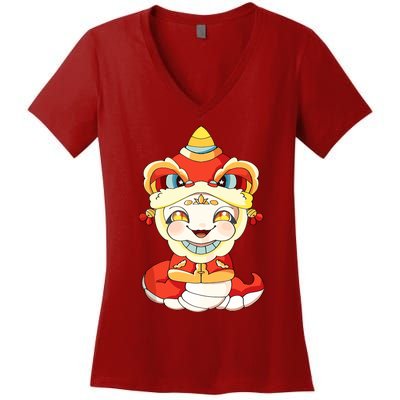 Vietnamese New Year Decorations Tet 2025 Year Of The Snake Women's V-Neck T-Shirt