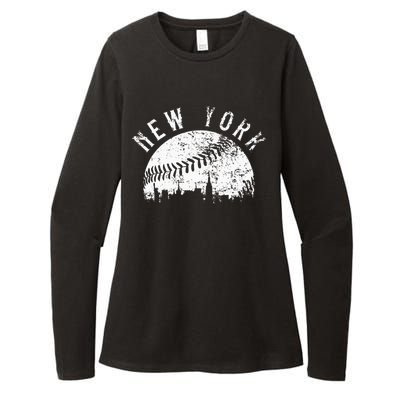 Vintage New York NY Skyline Apparel Womens CVC Long Sleeve Shirt