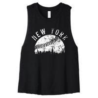 Vintage New York NY Skyline Apparel Women's Racerback Cropped Tank