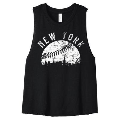 Vintage New York NY Skyline Apparel Women's Racerback Cropped Tank